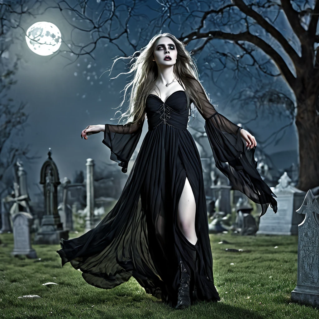 a death elf, female, wispy long hair, pitch black eyes, porcelain white skin, lots of dark veins, sheer dark dress billowing in an evil wind, her feet hover over the ground, undead slowly emerge from the ground to serve her, moonlit night in a cemetery, fantasy, dark fantasy, gothic, dramatic lighting, moody, cinematic, highly detailed, intricate, photorealistic, 8k, masterpiece, (best quality, 4k, 8k, highres, masterpiece:1.2), ultra-detailed, (realistic, photorealistic, photo-realistic:1.37), HDR, UHD, studio lighting, ultra-fine painting, sharp focus, physically-based rendering, extreme detail description, professional, vivid colors, bokeh
