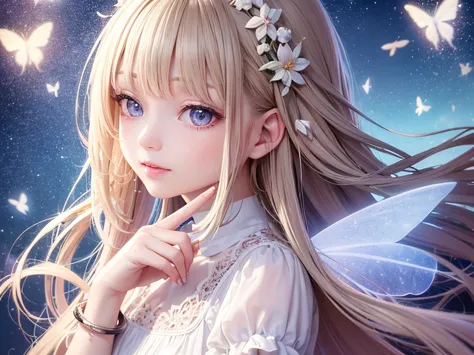 1 Fairy,bouquet,hair ornaments,妖精のwing,wing,wing根,butterflyのwing根,Lolitar,12歳のGirl,Young,Transparency,happiness,Smile,smile,happ...