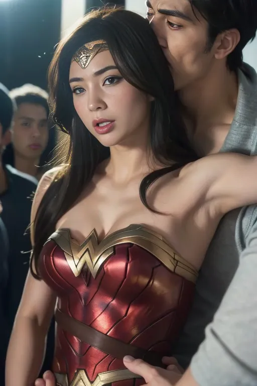 私はWonder Womanです、完璧なWonder Womanの衣装,押しDefeated,Defeated,A man mounts me,Face grabbed、Hug from the front,Hugged,Being strangled,Y...