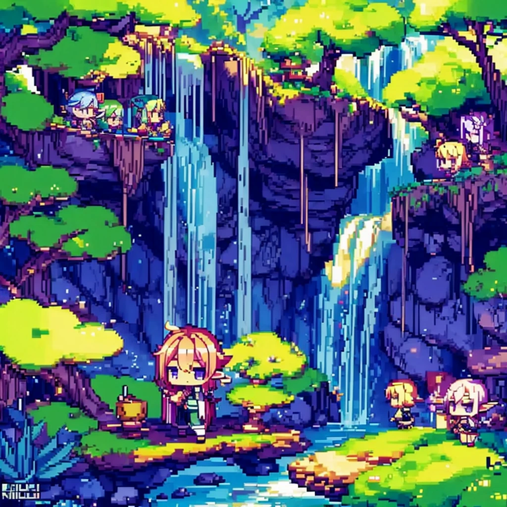 (many elves\((chibi:1.5),living daily life,eating food,washing clothes,talking each other,living on Yggdrasil\)),background\(Yggdrasil\(very huge tree,elf settlement\),forrest,beautiful lake around Yggdrasil\), BREAK ,quality\(8k,wallpaper of extremely detailed CG unit, ​masterpiece,hight resolution,top-quality,top-quality real texture skin,hyper realisitic,increase the resolution,RAW photos,best qualtiy,highly detailed,the wallpaper,cinematic lighting,ray trace,golden ratio\),isometric view,(pixel:1.4)