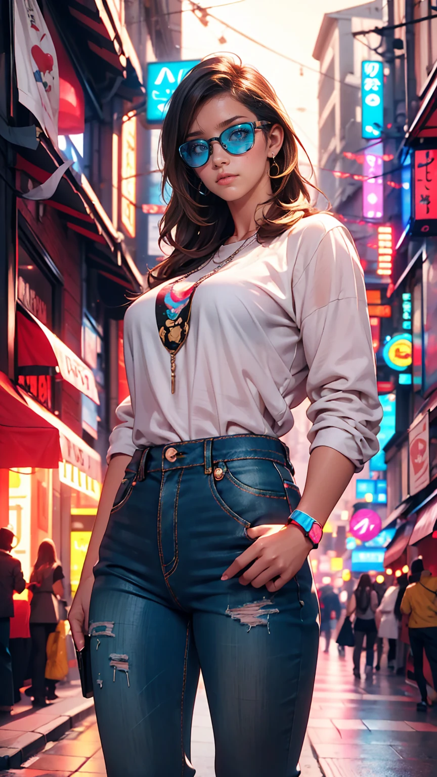 Cowgirl holding a blank banner Amish clothing shirt oversized pants stunning eyes stunning face creamy hair gorgeous hair cowgirl outfit stunning clothes attractive colors amazing colors very detailed and beautiful sun background sunglasses attractive background with her nerdy friend, Awesome Wallpapers, Liv Tyler, Salma Hayek, Highly detailed and beautiful wallpaper, HD Images - Auto Font - Neon Font,, , Neon Blue, Neon lights of various colors, cyber punk,, Colorful neon lights