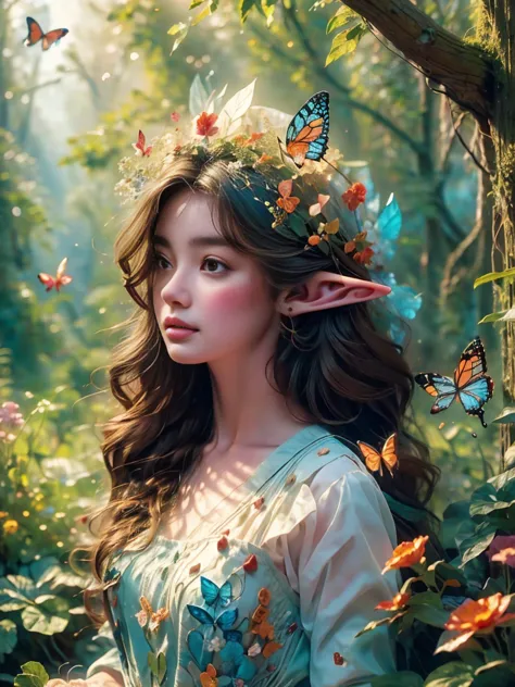 Flower path, journey, Quiet grove, Magical beautiful delicate butterfly, Butterflies of all sizes flutter around it., A serious ...