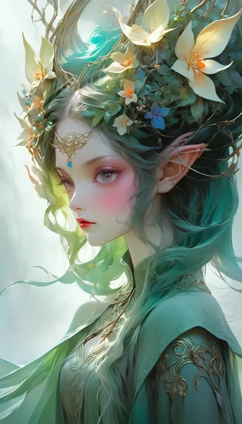 elf，in style of anna dittmann，