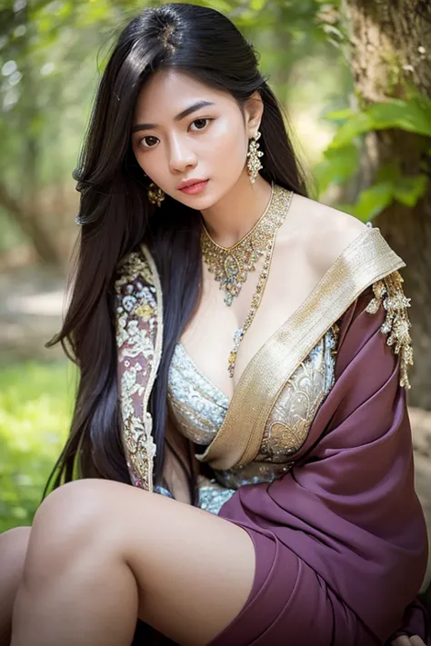 Create a masterpiece image of an exceptionally beautiful Asian girl with an angelic and innocent face. She should be adorned wit...