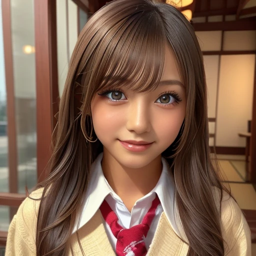 ((귀여운 10살 일본인))、길에서、매우 상세한 얼굴、세부 사항에 주의하세요、쌍꺼풀、얇고 아름다운 코、날카로운 초점:1.2、아름다운 여인:1.4、(여자 헤어스타일)、최상의 품질、걸작、초고해상도、(현실적인:1.4)、매우 섬세하고 전문적인 조명、멋진 미소、일본 여고생 교복