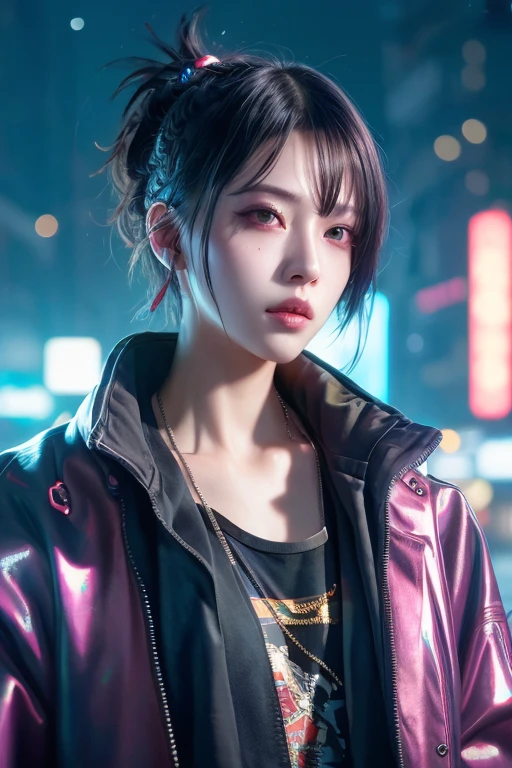 Digital Cyberpunk Art、highest quality、Ultra-high quality CG Unity 8K、Cyberpunk Tropical fashion、Shiny metallic