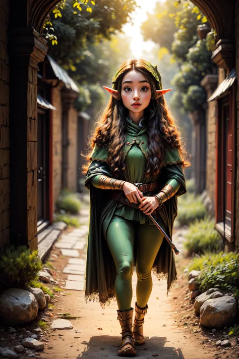 primer plano, cuerpo entero, raw photography,((a mythological teenage female elf with beautiful long hair wearing elf costume:1....