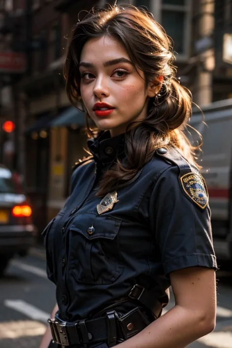 ((best quality)), ((masterpiece)), (detailed), perfect face America cop uniform tight uniform Elsa hairstyle super pumped lips r...