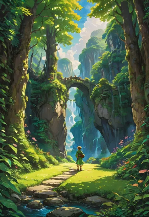 (Elf:1.4), detailed background, by Studio Ghibli, best quality, masterpiece, very aesthetic, perfect composition, intricate deta...