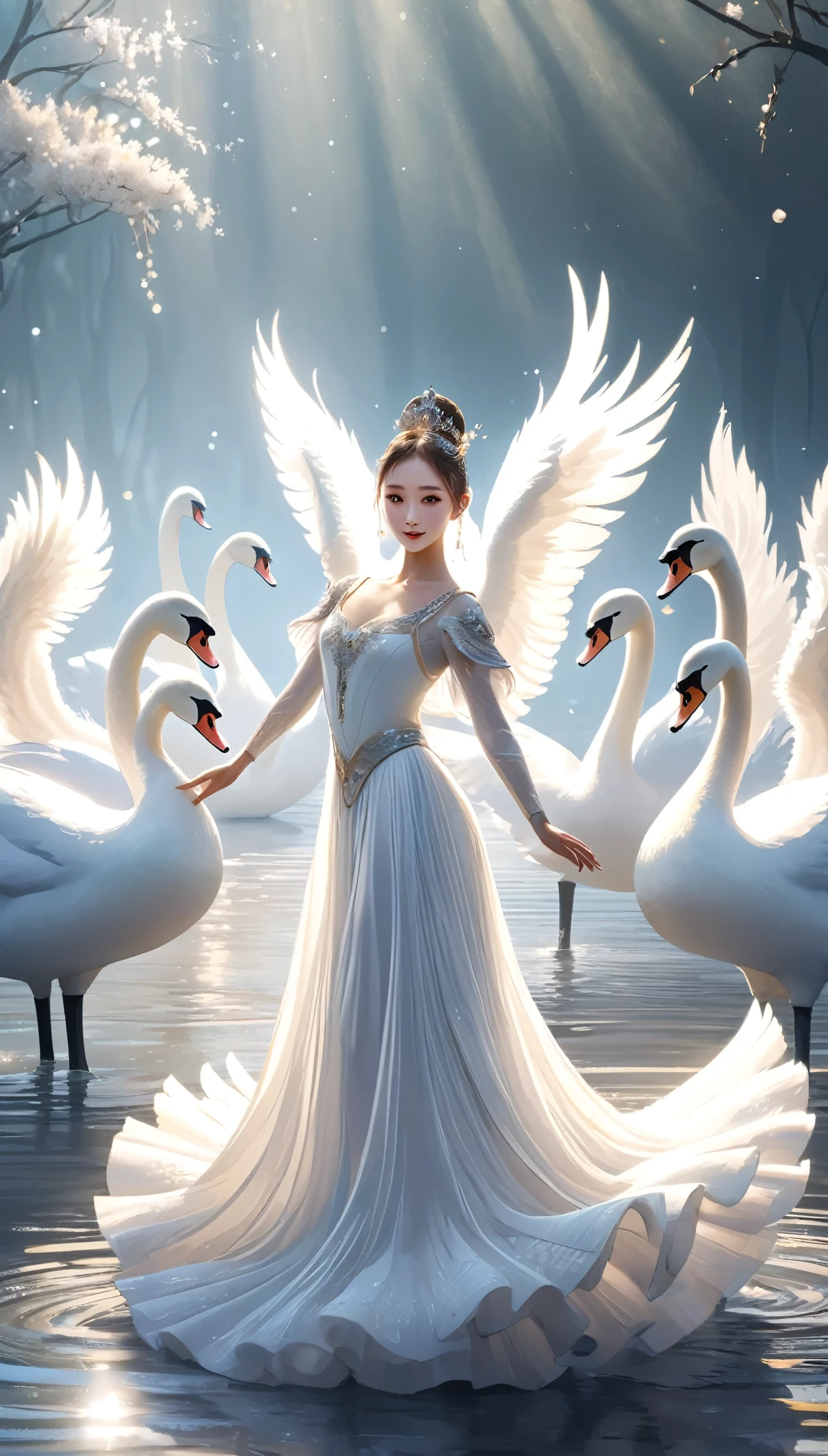 ชื่อ:The Epochal Swan Transcendent Ballet - คำอธิบายผลงานชิ้นเอกที่ยิ่งใหญ่ระดับ 8K สำหรับบรรยากาศและฉากอันกว้างใหญ่: ฝูงหงส์ที่ปลอมตัวเป็นมนุษย์อย่างชาญฉลาด、ในพิธีศักดิ์สิทธิ์ประจำวันอาทิตย์、แม้จะมีความสับสน, พวกเขาแสดงการเต้นรำที่วิจิตรงดงามและสง่างาม.。เครื่องแต่งกายอันวิจิตรประณีตตกแต่งด้วยลวดลายอันวิจิตรบรรจง、เปล่งประกายในแสงแดด、ทำให้ภาพมีมิติความลึกและความซับซ้อน。ความนุ่มนวล, ผ้าพลิ้วไหวไปกับสายลม.、เพิ่มออร่าน่าหลงใหล。การเต้นรำมีความซับซ้อนและเต็มไปด้วยเครื่องแต่งกาย.、ผลลัพธ์ที่ได้คือภาพที่ดีที่สุด