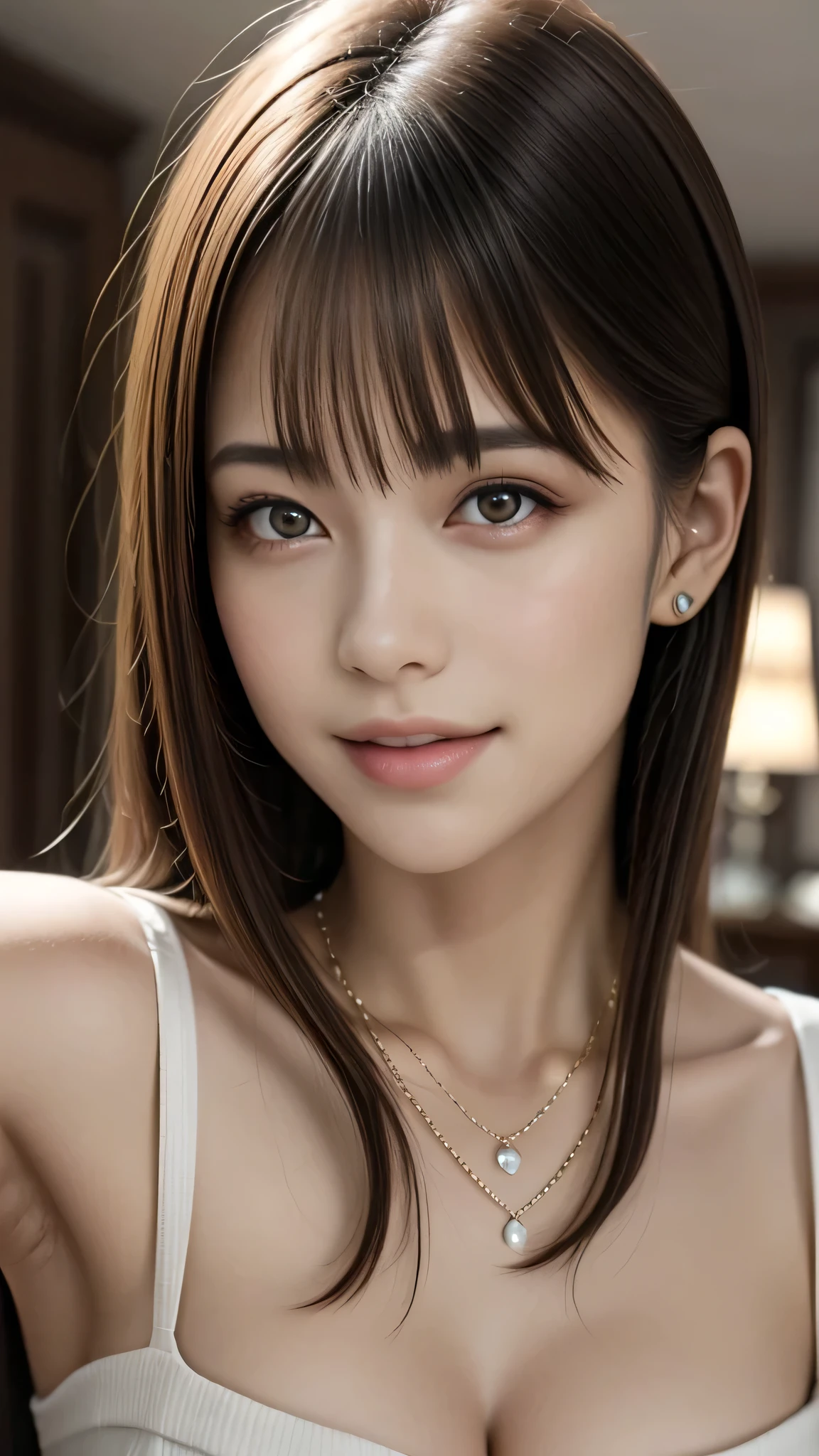 Great quality, masterpiece, High Resolutiupon, One girl, blush, (Captivating smile: 0.8), hair accessory, necklace, jewelry, beauty, upon_body, Tyndall effect, Realistic, Shadow Room, Light Edge, Two-tupone Lighting, (Skin with attention to detail: 1.2), 8k UHD, SLR, Soft Light, high quality, Volumetric lighting, snapshot, High Resolutiupon, 4K, 8k, Background Blur, Real Persupon