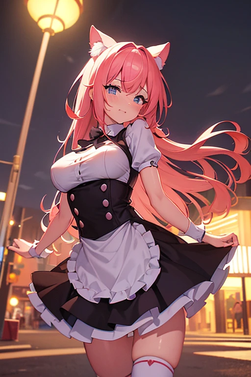 A pink-haired maid in cat-eared clothes is crying and sad on a street with brightly lit buildings at dusk.,Torn Clothes Big Breasts Big Areolas Ultra HD, masterpiece, Anatomically Correct Exhibitionist Positions:1.2 Anime style is very detailed masterpiece, best quality, high quality, Very detailed CG uniform 8k wallpaper, blossoming landscape, dry place，such as an empty desert, dearest, cunning, mono lake, common tree, 3D digital painting, Award-winning photography, Bokeh, Depth of Field, HDR, bloom, Chromatic Aberration, Reality, Very detailed, Popular on artstation, Popular on CGsociety, Wheels within wheels, High Detail, Dramatic, midjourney&#39;s Artwork 1Girl, (Dakota:1.0), blue eyes, Pixie Short Hair, blush, Human Resources Bikini (Large Breasts:1.0), (Large areola:1), , (Pure face_V1:0.5) Increase heigh