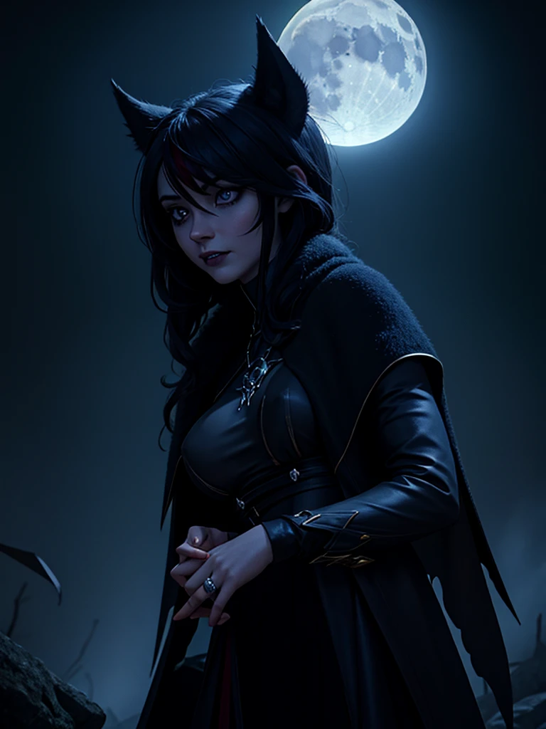 (highres:1.2),(realistic:1.37),devil girl,pet wolf,dark fantasy,enchanted forest,magic powers,glowing eyes,demonic features,black cloak,ominous atmosphere,moonlit night,sharp fangs,pale skin,ominous shadows,detailed facial expressions,dark tendrils,nightmare,haunting,gothic aesthetic,ferocious companion,vivid colors,dangerous beauty,captivating gaze,sinister aura,creature of the night,enchanted bond,loyal protector,moon's reflection,shadowy figure,ethereal,mythical,otherworldly,mesmerizing presence