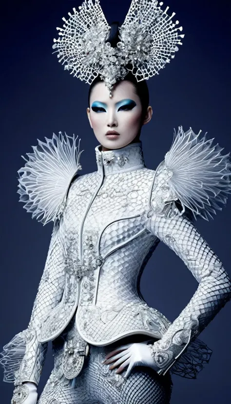 (Avant-garde and elegant tight combat suit design：1.3），Female Warrior，Serge Lutens is known for his avant-garde elegance。His wor...