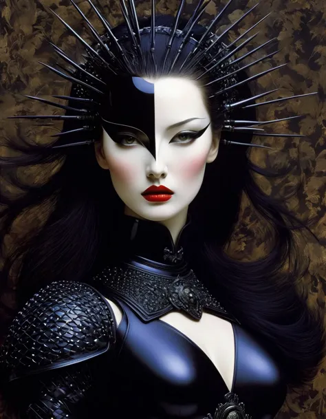 avant-garde and elegant female warrior in tight combat uniform，serge lutens is known for his avant-garde elegance。his works cont...