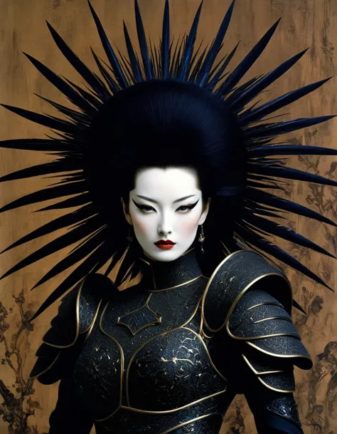 avant-garde and elegant female warrior in tight combat uniform，serge lutens is known for his avant-garde elegance。his works cont...