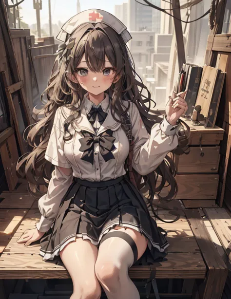 masterpiece, One girl, Sparrow, Black Hair Girl, Wearing a sailor suit, Curly Hairのショートヘア, Messy Hair, The body is slim, He clos...