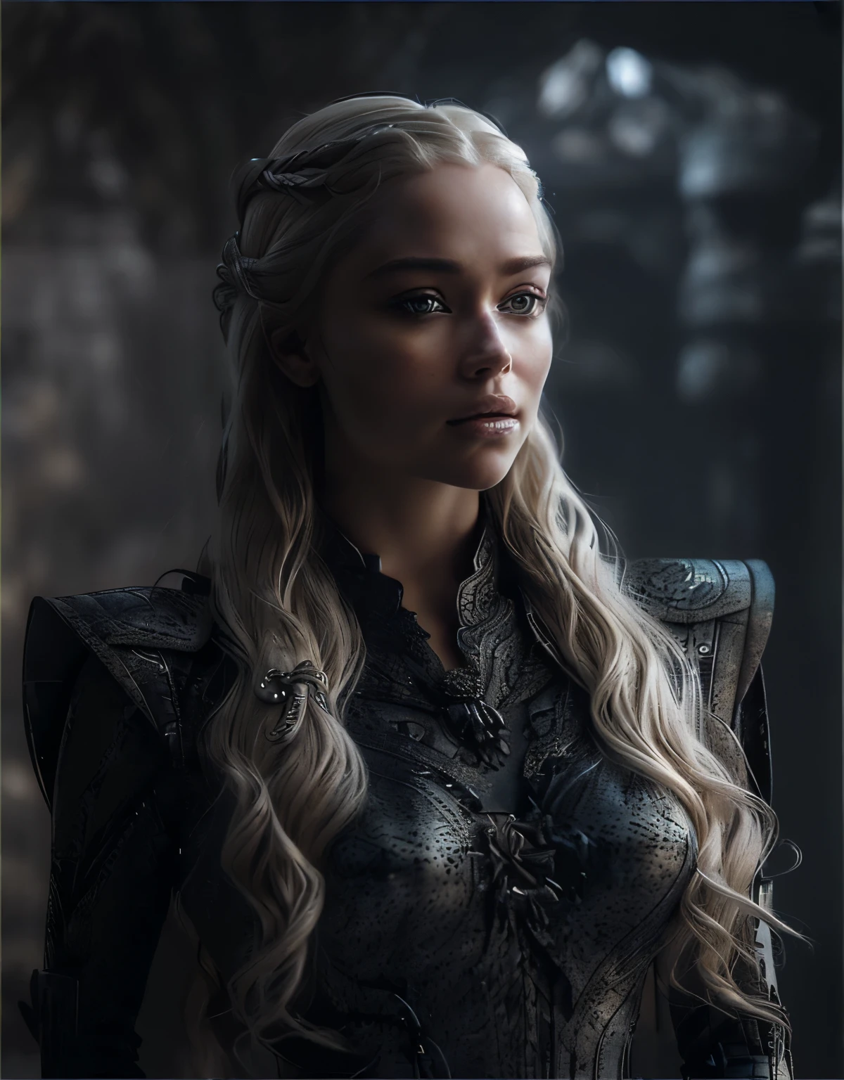 Close-up de uma mulher com longos cabelos loiros usando um xale, Daenerys, Daenerys Targaryen, filmado de Game of Thrones, textura de filme，luz de fundo，Alto contraste，2.8 grandes aberturas，(extremamente detalhado CG),(((8K))),papel de parede,((Extremamente requintado e lindo)),(((Obra de arte))),(((melhor qualidade))),(((resolução ultra-alta))),Linda luz,sombras realistas,(Pele clara lisa e perfeita:1.5),(Detalhes faciais extremamente delicados:1.2),(extremamente detalhado:1.5),(tronco:1.3)，Cabelo loiro brilhando ao sol，seios grandes，usando uma coroa dourada na cabeça，A expressão é firme，surrealismo, Da frente, Mídia tradicional, (Aberração cromática, Detalhes intrincados), poses dinâmicas,ângulo dinâmico, , hdr, alta resolução