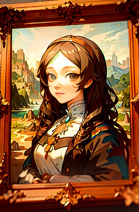 Mona Lisa with an afro perm, Masterpiece、Full Body Shot