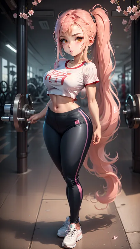 ,,cherry blossoms,beautiful,blue buruma, gym shirts, white t-shirts, gym uniform,best quality,full body,cute face,detailed skin,...