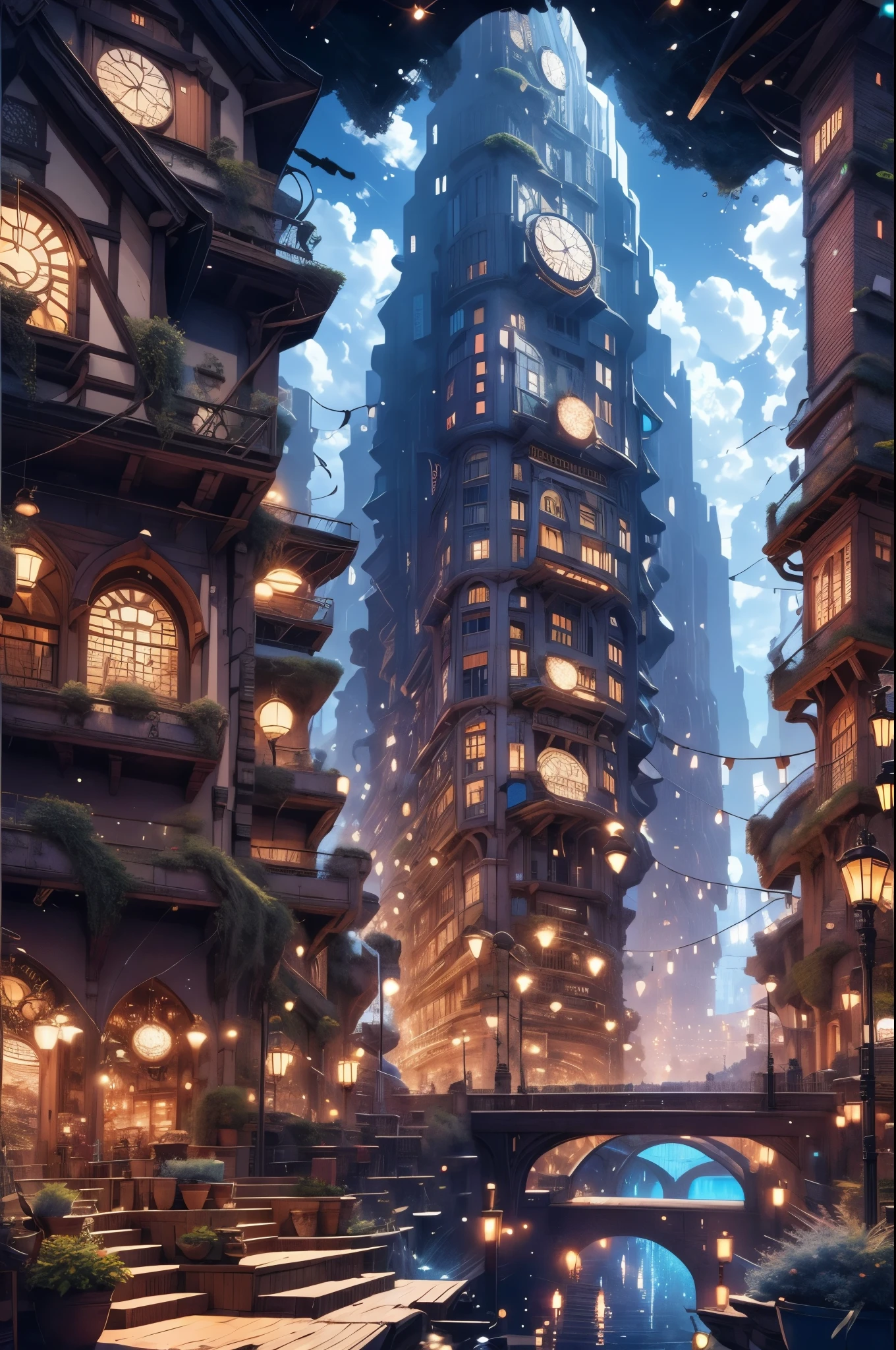 A city where the buildings are giant puzzles that rearrange themselves every night. Masterpiece, insane artwork, unique image aidma-niji, niji 