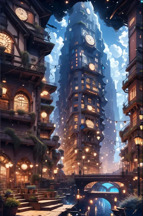 a city where the buildings are giant puzzles that rearrange themselves every night. masterpiece, insane artwork, unique image ai...