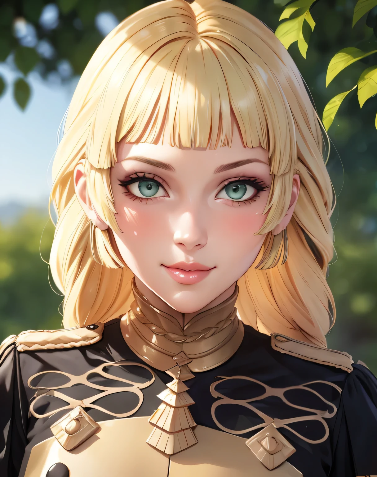 defIngrid, bangs, braided ponytail 2.0, braided ponytail 2.0, black jacket, masterpiece, best quality, ultra-detailed), realistic style, very close up shot 2.0, gmuniform, gmuniform, garden 2.0, looking at viewer 2.0, perfect eyes 2.0, blushing, face shot 2.0, face shot 2.0, face shot 2.0, face shot 2.0, very sexy smile 2.0, very luscious lips 2.0,, very heavy eyeshadow 2.0, very heavy makeup 2.0, round face, very thick lips 2.0, very glossy lips 2.0, very pouty lips 2.0, shiny skin, lustrous skin 2.0, plump lips 2.0, incredibly pretty 2.0, incredibly beautiful 2.0, supermodel face 2.0, very sexy 2.0, face shot 2.0, face shot 2.0, perfect eyes, cute nose, very sexy smile 2.0, very luscious lips 2.0,, very heavy eyeshadow 2.0, very heavy makeup 2.0, round face, very thick lips 2.0, very glossy lips 2.0, very pouty lips 2.0, shiny skin, lustrous skin 2.0, plump lips 2.0, incredibly pretty 2.0, incredibly beautiful 2.0, supermodel face 2.0, very sexy 2.0, very sexy smile 2.0, very luscious lips 2.0,, very heavy eyeshadow 2.0, very heavy makeup 2.0, round face, very thick lips 2.0, very glossy lips 2.0, very pouty lips 2.0, shiny skin, lustrous skin 2.0, plump lips 2.0, incredibly pretty 2.0, incredibly beautiful 2.0, supermodel face 2.0, very sexy 2.0, blond hair, very close up shot 2.0, looking at viewer 2.0, green eyes 2.0, very sexy 2.0, very heavy eyeshadow 2.0, very heavy makeup 2.0, very sexy smile 2.0