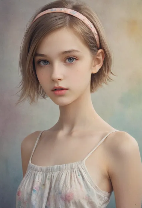 (кинематографическое фfromо:1.3) from (Фfromо до бедер:1.3),(skinny:1.3) Beautiful 12 year old girl, (complex light brown hair),...