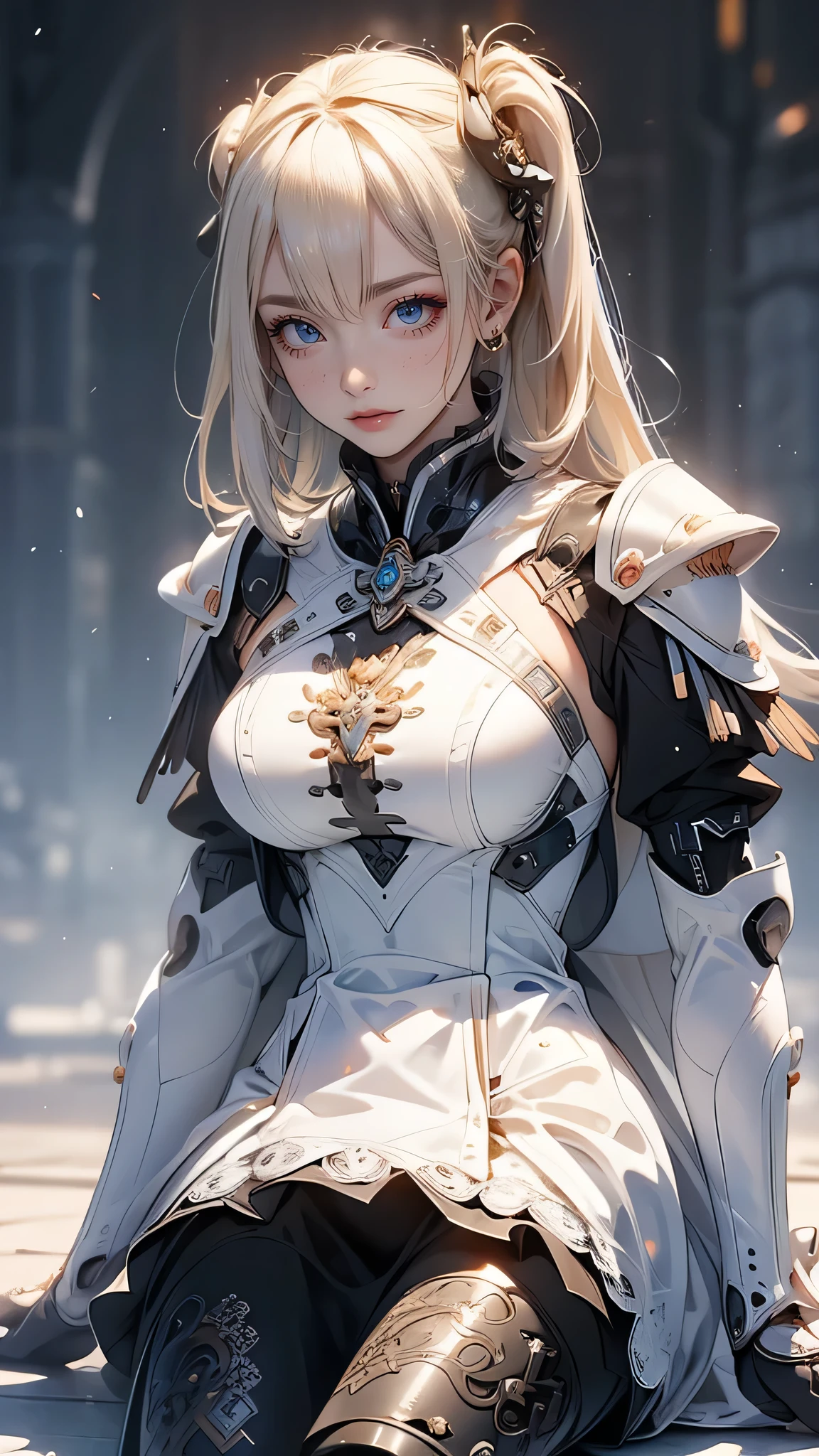 (random pose:1.5),(leather boots,(asymmetrical mecha armor),(long embroidered white lace dress,see through:1.2)),(random hairstyle),(Thin type:1.5),(large breasts),(Highest image quality,(8K), Ultra-realistic, Best Quality, High quality, High Definition, high quality texture, high detailing, Beautiful detailed, fine detailed, extremely details CG, Detailed texture, realistic representation of face, masterpiece, presence),(glasses:1.2)