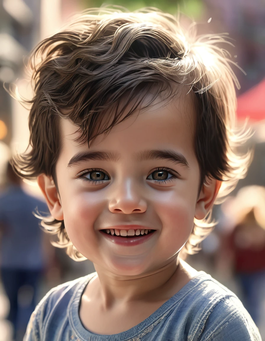 (primerisimo primer plano de rostro:1.5), (mejor calidad, 4k, 8K, high resolution, obra maestra: 1.2), ultra detallada, (realista, fotorrealista, fotorrealista: 1.37), (3 year old boy with beautiful smile:1.4), Stunning artistic and hyper-realistic HD, imagen de 8k