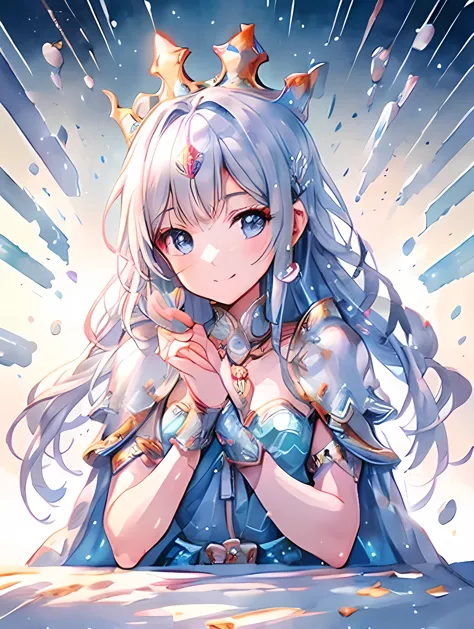 Clear background,Girl、Brave、Beautiful and elegant armor、Plate Armor、Chainmail、Cape、Cape、Small Crown、tiara、Amulet、pendant、bracele...