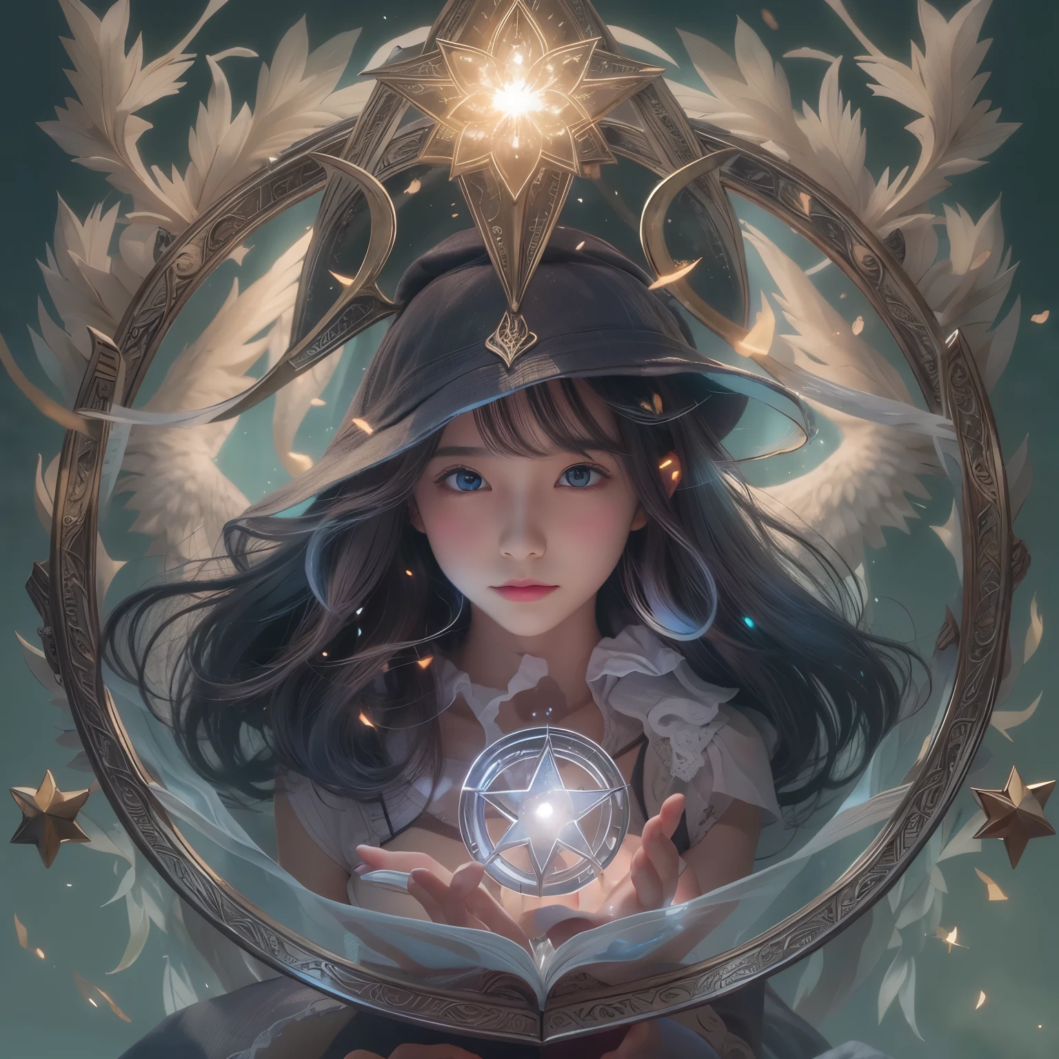 detailed face, cute face, A powerful spell that creates a magical protective barrier., A woman who uses green magic to summon a magical shield is perfect for a fantasy world..