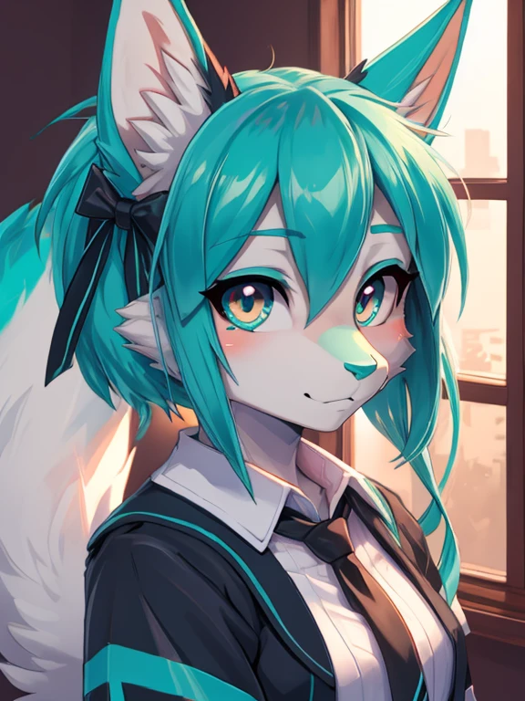 Miku Hatsune, alta definicion, orejas de kitsune, chica universitaria, vestigo japones, ojos hermosos, girando el ojo