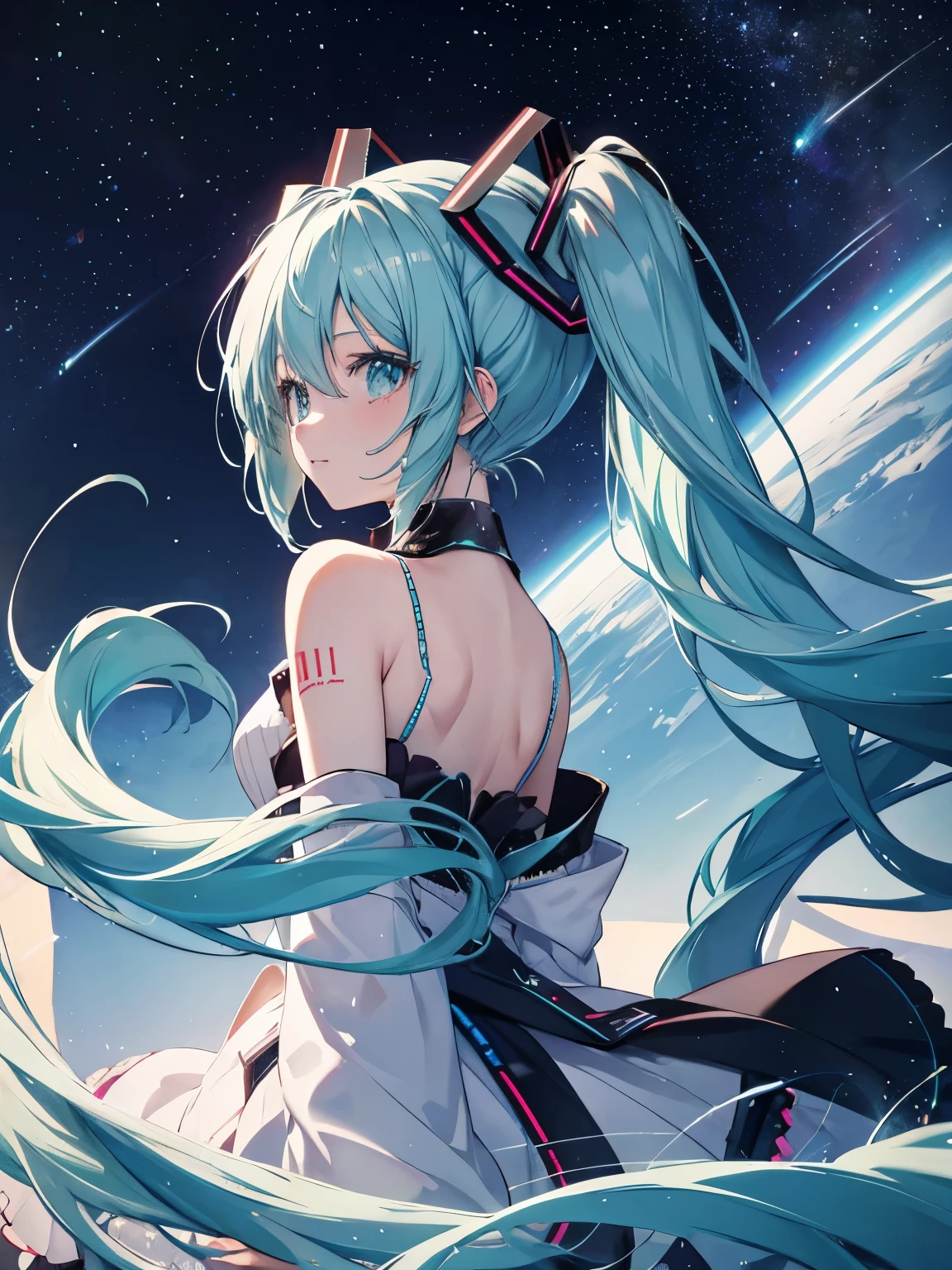 Miku Hatsune,高解像度, 銀河の風景, 