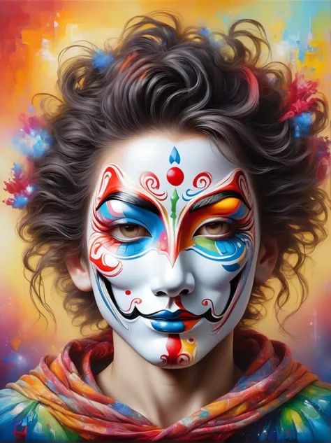 A vividly colored hyperrealistic portrait of an anonymous figure with a lively personality. The painting captures intricate deta...
