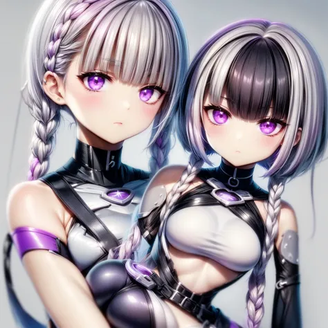 masterpiece,man and woman couple、relaxed facial expression、sdcgsd、girl:milky white and purple gradient long hair 1.5、double brai...