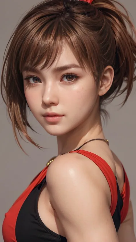 kasumi, brown eyes, (best quality, ultra-detailed), (realistic:1.37), beautiful and detailed face, ultra-realistic texture, deli...