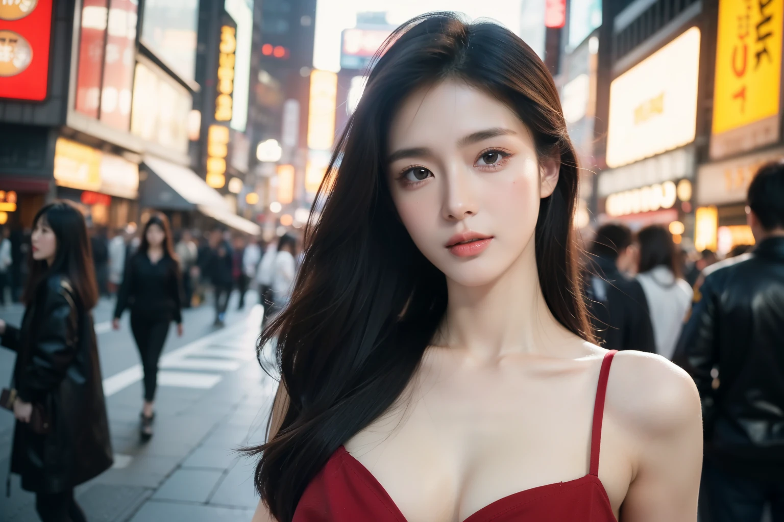 In den belebten Straßen von Shibuya, Japan, inmitten der Neonlichter und der pulsierenden Energie, eine Szene aus der Vergangenheit wird lebendig. Stellen Sie sich Folgendes vor: ein Supermodel, Strahlt zeitlose Eleganz aus, geschmückt mit Vintage-Kleidung aus den 90ern, zieht mühelos die Aufmerksamkeit auf sich, während sie für ein Fotoshooting posiert. Das Klicken einer analogen Kodak-Kamera erfüllt die Luft, jeden Moment mit einer Aura der Nostalgie festhalten.

Das Selbstvertrauen des Models ist spürbar, während sie Posen einnimmt, die an ikonische Supermodels der vergangenen Ära erinnern. Ihre Kleidung, a blend of grunge and glamour, versetzt den Betrachter in eine vergangene Ära der Moderevolution. Die Straßen von Shibuya, eine Leinwand urbaner Kunst, bieten die perfekte Kulisse für diese zeitlose Fotosession.

Als Fotograf, ein Meister seines Faches, justiert das Objektiv seiner Kodak Analogkamera, Er fängt gekonnt die Essenz des Augenblicks ein. Durch die Linse, Die Welt verwandelt sich in ein sepiafarbenes Meisterwerk, die pure Emotion und Authentizität der 90er-Jahre-Ästhetik hervorrufend.

Jeder Klick des Auslösers verewigt die Haltung und Eleganz des Modells vor der dynamischen Kulisse der Wahrzeichen von Shibuya.. Der Vintage-Kodak-Filter fügt eine subtile Körnigkeit hinzu, den Retro-Charme der Fotos verstärken, erinnert an eine Zeit, in der die Filmfotografie die Oberhand behielt.

In dieser Verschmelzung von Vergangenheit und Gegenwart, Shibuya wird mehr als nur ein Ort; Es wird zur Bühne für eine zeitlose Darbietung von Stil und Raffinesse. Wenn die Sonne über den belebten Straßen untergeht, hinterlässt eine Spur von Erinnerungen, die auf Film festgehalten wurden, Eines ist sicher – dieser Kodak-Moment wird als Beweis für den anhaltenden Reiz des Retro-Glamours im Herzen des modernen Japans bestehen bleiben. super feiner Körper, super feines Gesicht, super feine Augen, super feine Nase, superfeinen Mund, superfeine Zeiger, super feine Finger, Gute Figur, Sehr perfekter Körper, sehr perfektes Gesicht, Sehr perfekte Augen, sehr perfekte Nase, sehr perfekter Mund, sehr perfekte Hände, sehr perfekte Finger, Super detaillierter Körper, super detailliertes Gesicht, Super detaillierte Augen.