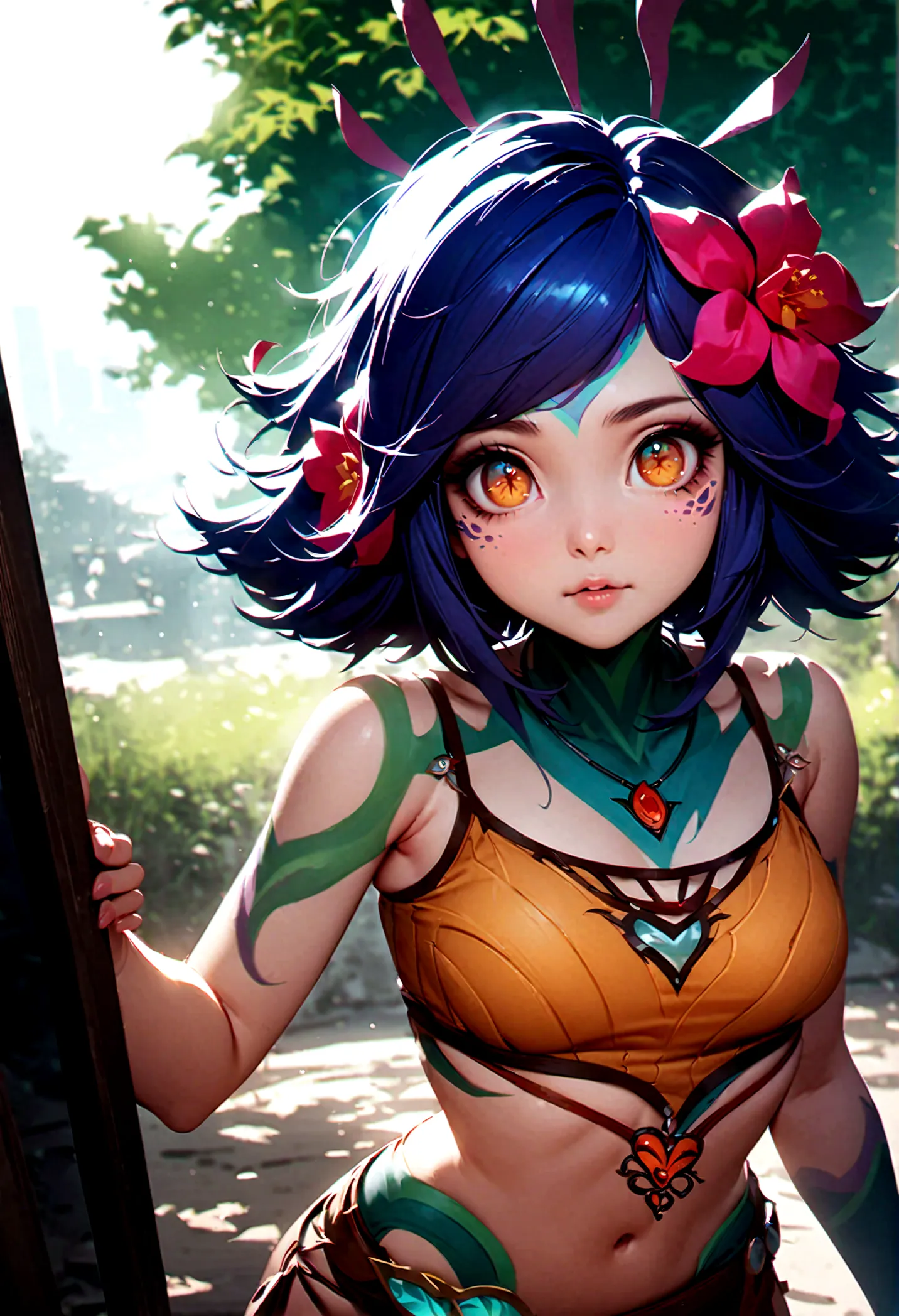 masterpiece,(best quality,top quality,8k),ultra detailed,illustration,painting,detailed eyes and face,(1girl),neeko, multicolore...