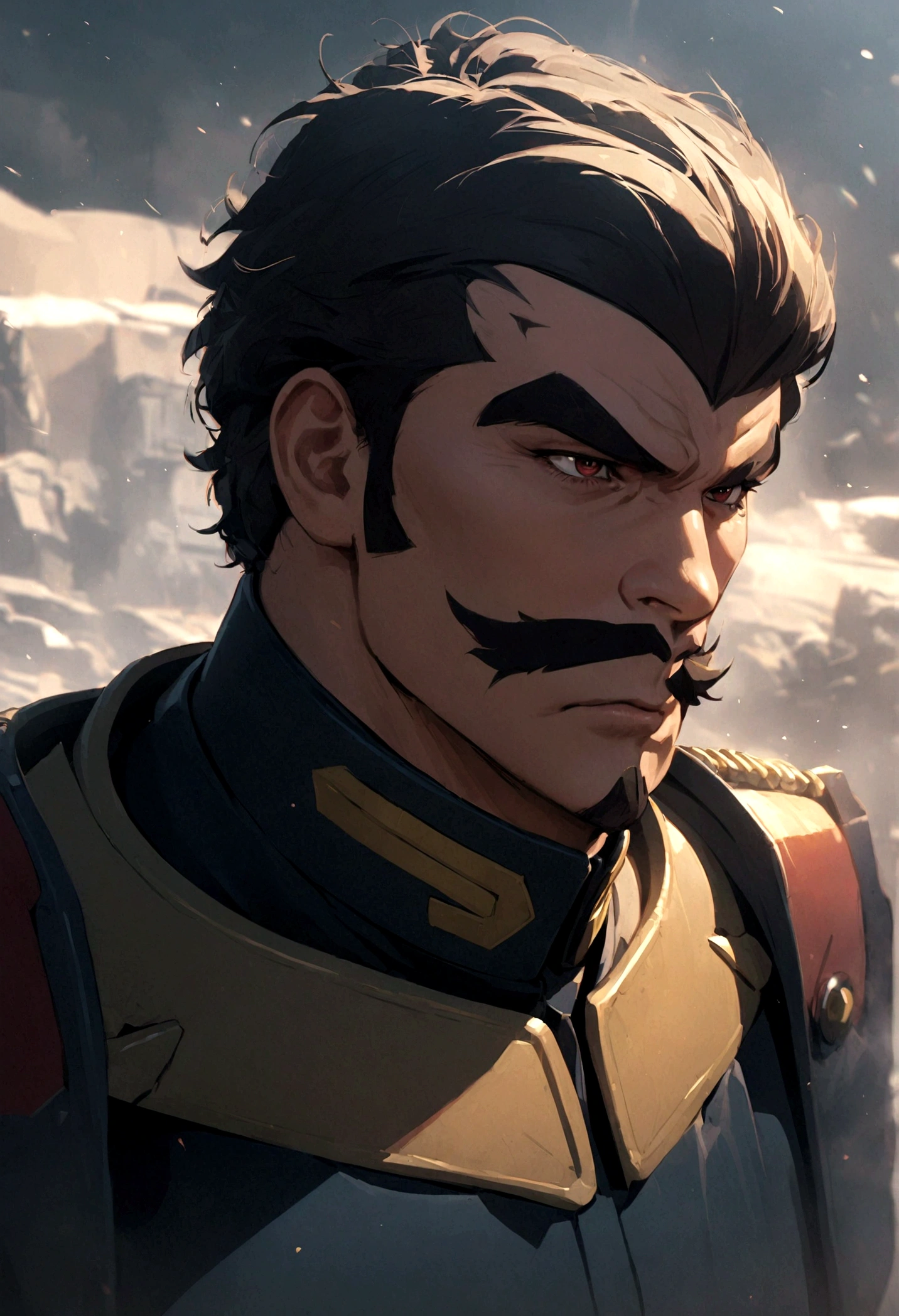 1boy, male focus, Ramba Ral, gundam, detailed face, detailed eyes