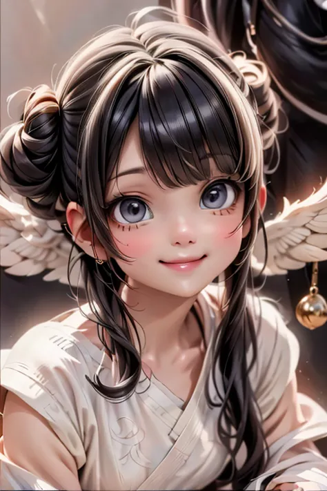 close_up, a cute angel smiling