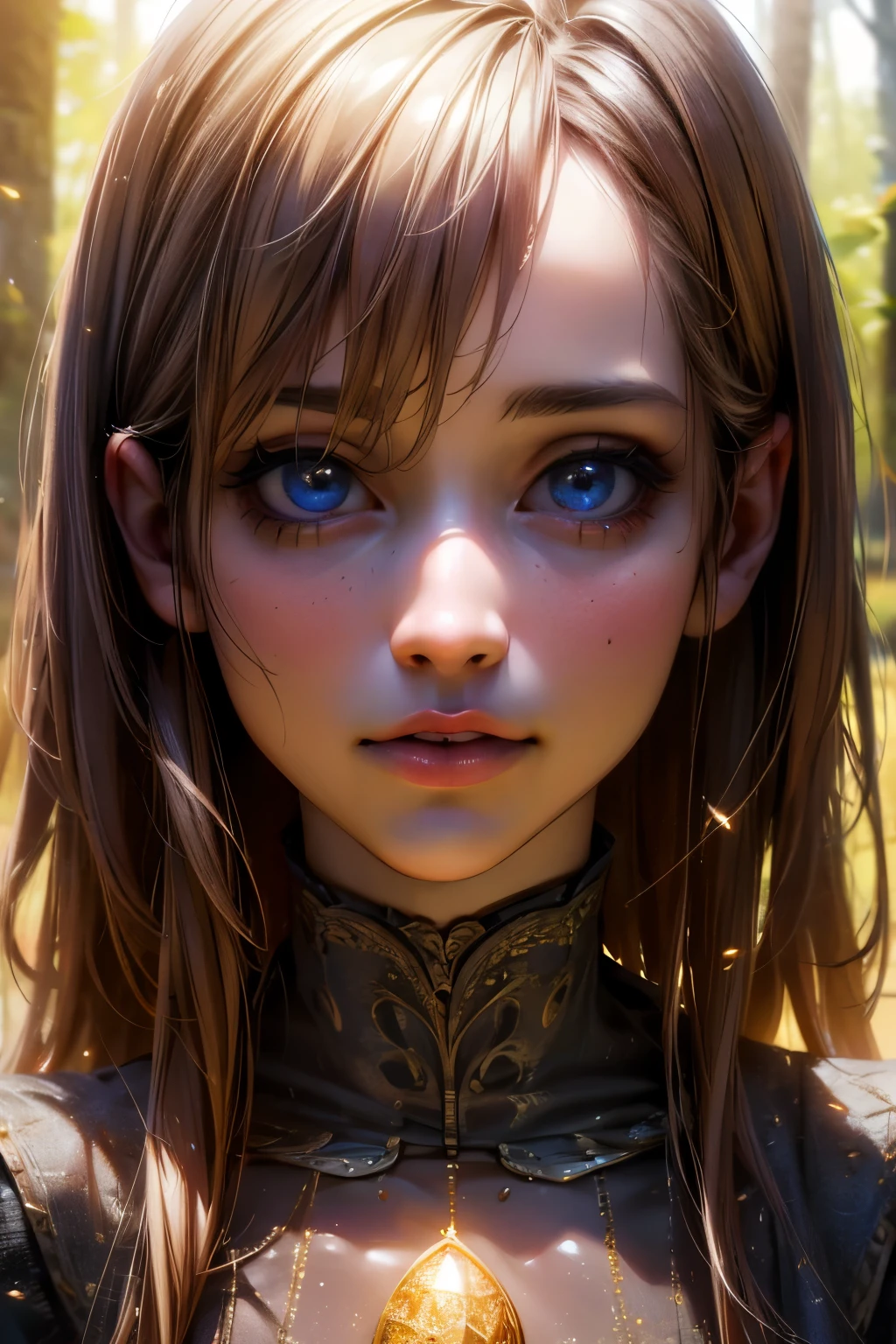 (best quality,4k,8k,highres,masterpiece:1.2),ultra-detailed,(realistic,photorealistic,photo-realistic:1.37),beautiful detailed eyes,beautiful detailed lips,extremely detailed eyes and face,longeyelashes,1 girl,portrait,fantasy landscape,magical forest,glowing fireflies,warm sunlight,dramatic lighting,vibrant colors,cinematic, cute face, pretty girl
