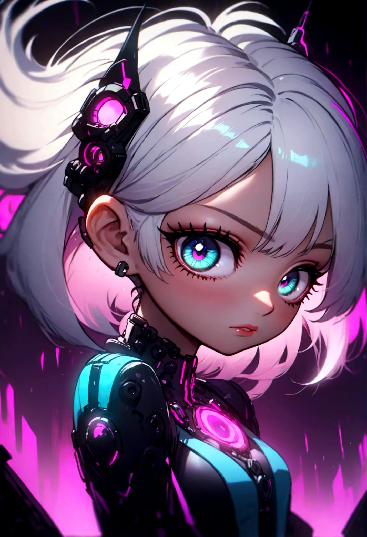 incredible detailed anime k-pop girl, beautiful detailed eyes, long spiked white hair, beautiful detailed lips, extremely detail...