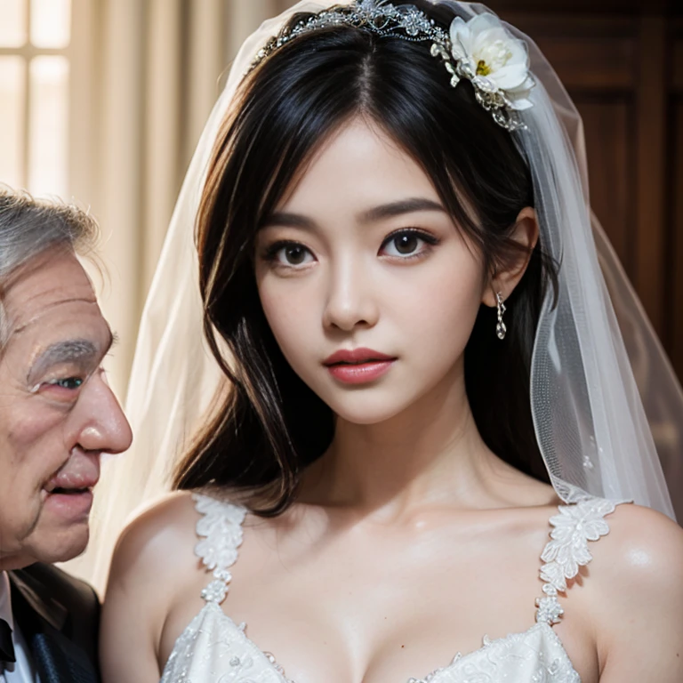 (1 female)、(1 elderly male:1.1)、(so beautiful)、(Beautiful Face:1.5)、(Detailed face:1.4)、(Groom spreads bride&#39;s legs:1.3)、(White panties are visible)、(Groom touches bride&#39;s crotch)、(Bride sitting in a chair at the reception)、(she is wearing a miniskirt prom dress)、(Groom in a white suit:1.2)、(barefoot)、(At S.F.W.)、I'm looking at the camera with a smile on my face,(((((A beautiful race queen in her 20s cheers on the team at the starting point of Suzuka Circuit.、Captivating the audience with her best smile, Full of spectators.stand：3.0)))