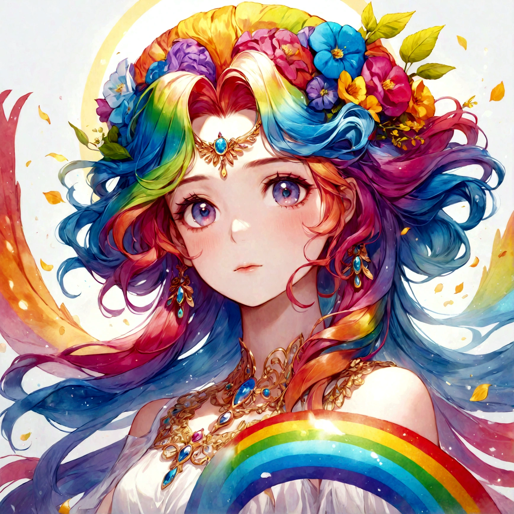 a rainbow version of goddess Persephone