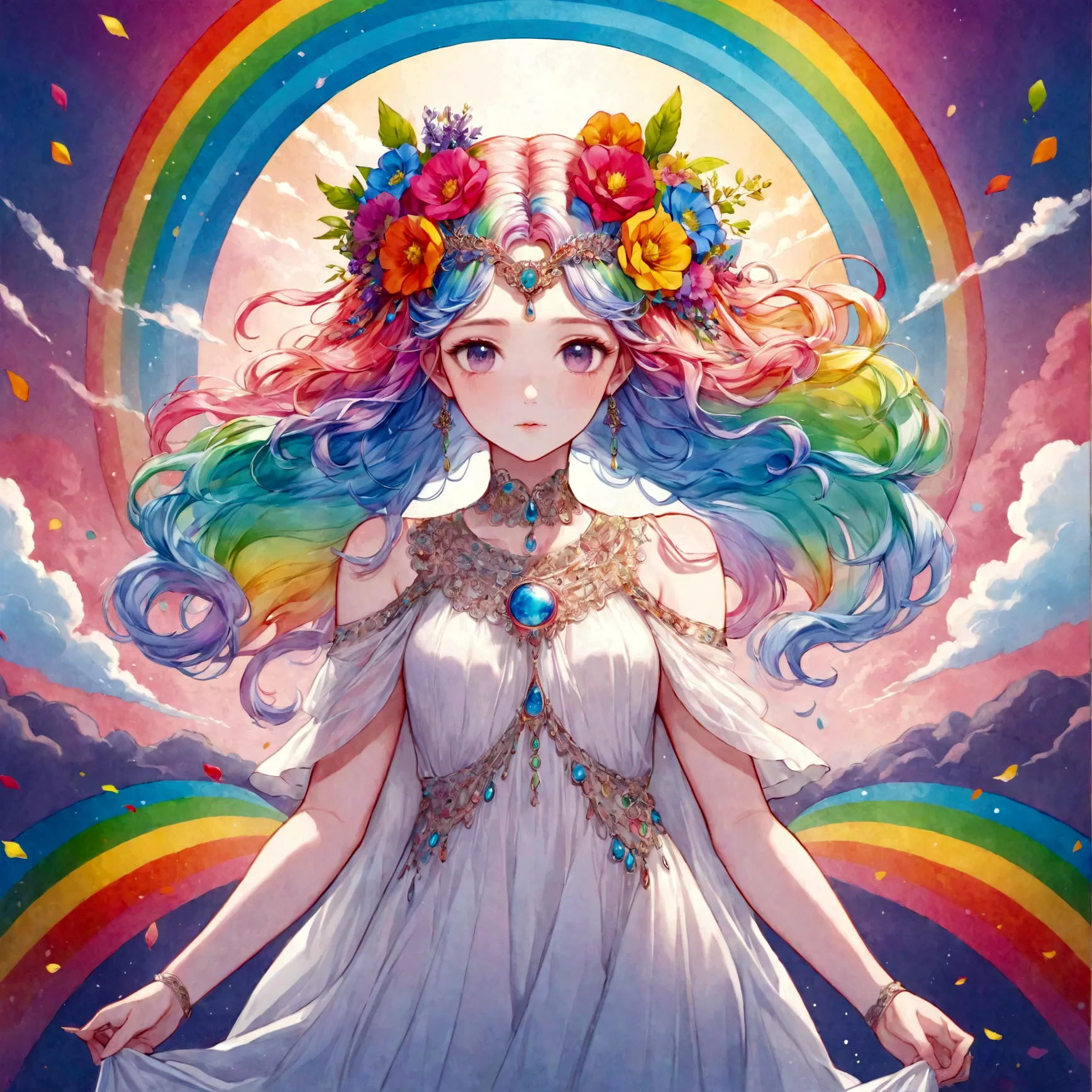 a rainbow version of goddess Persephone