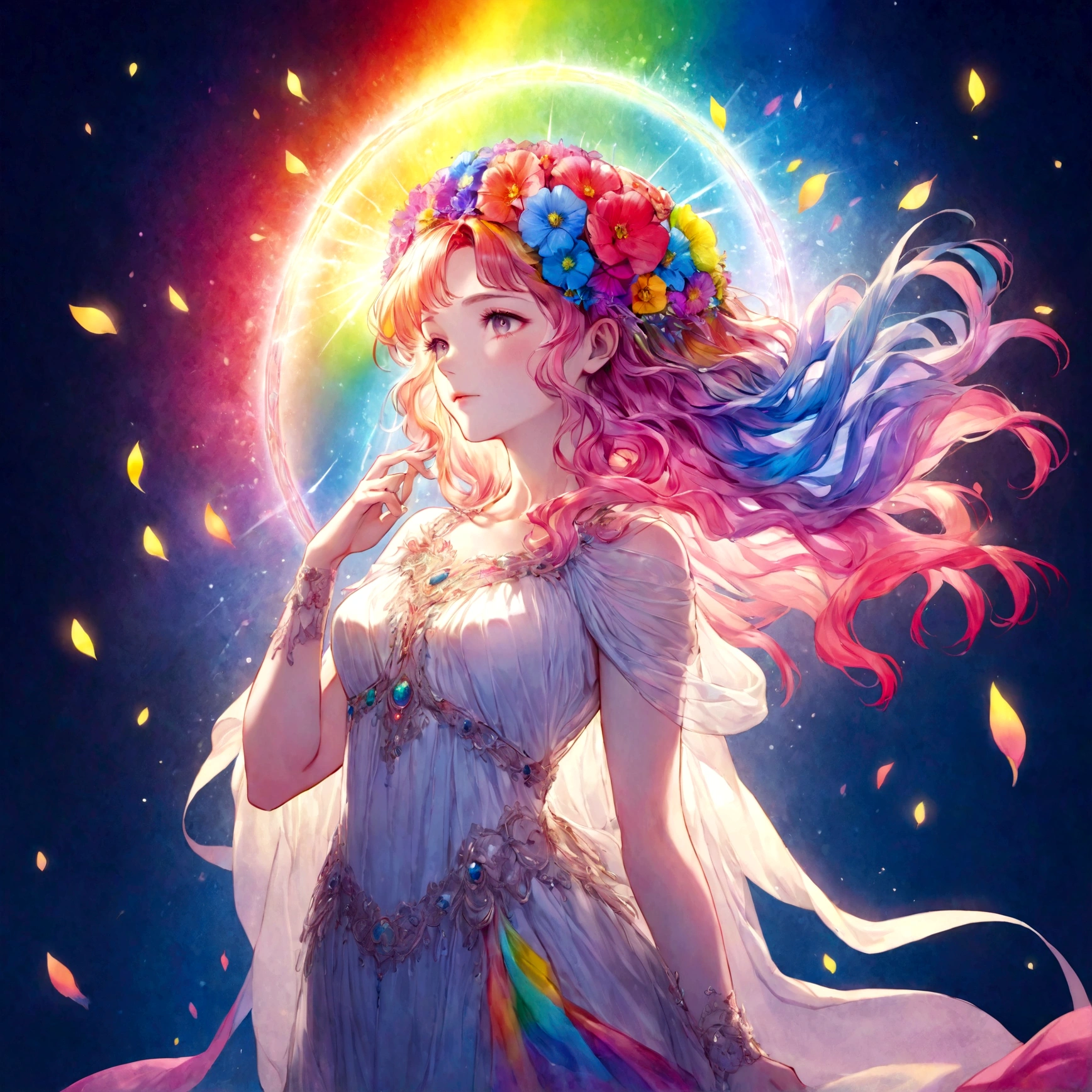 a rainbow version of goddess Persephone