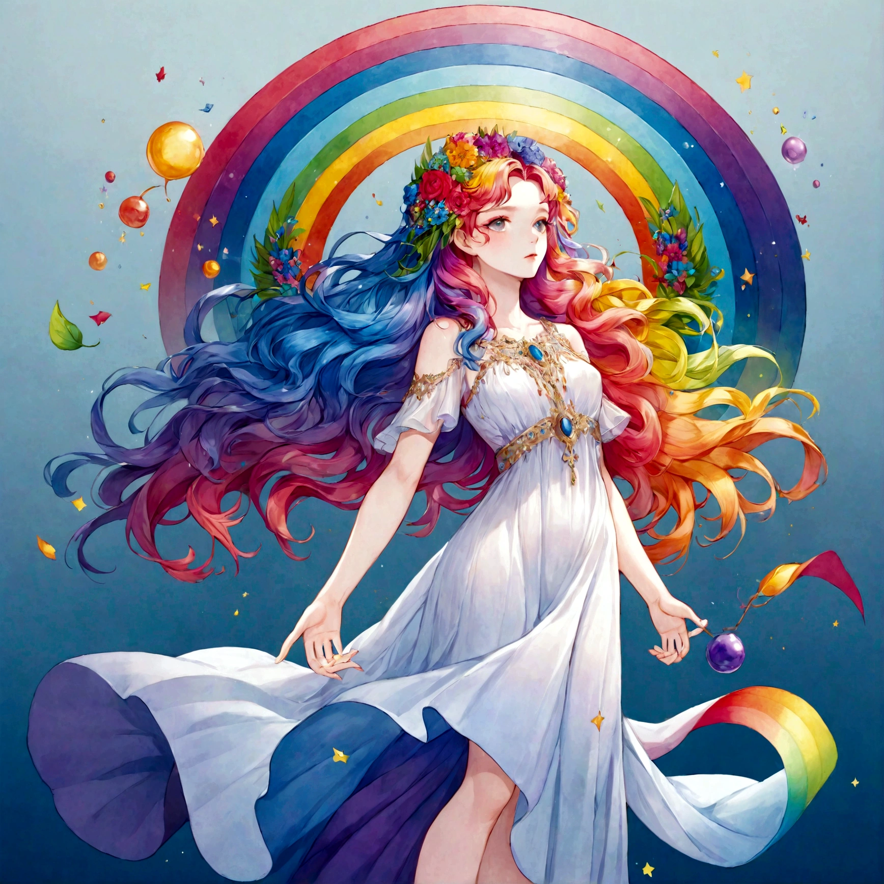 a rainbow version of goddess Persephone