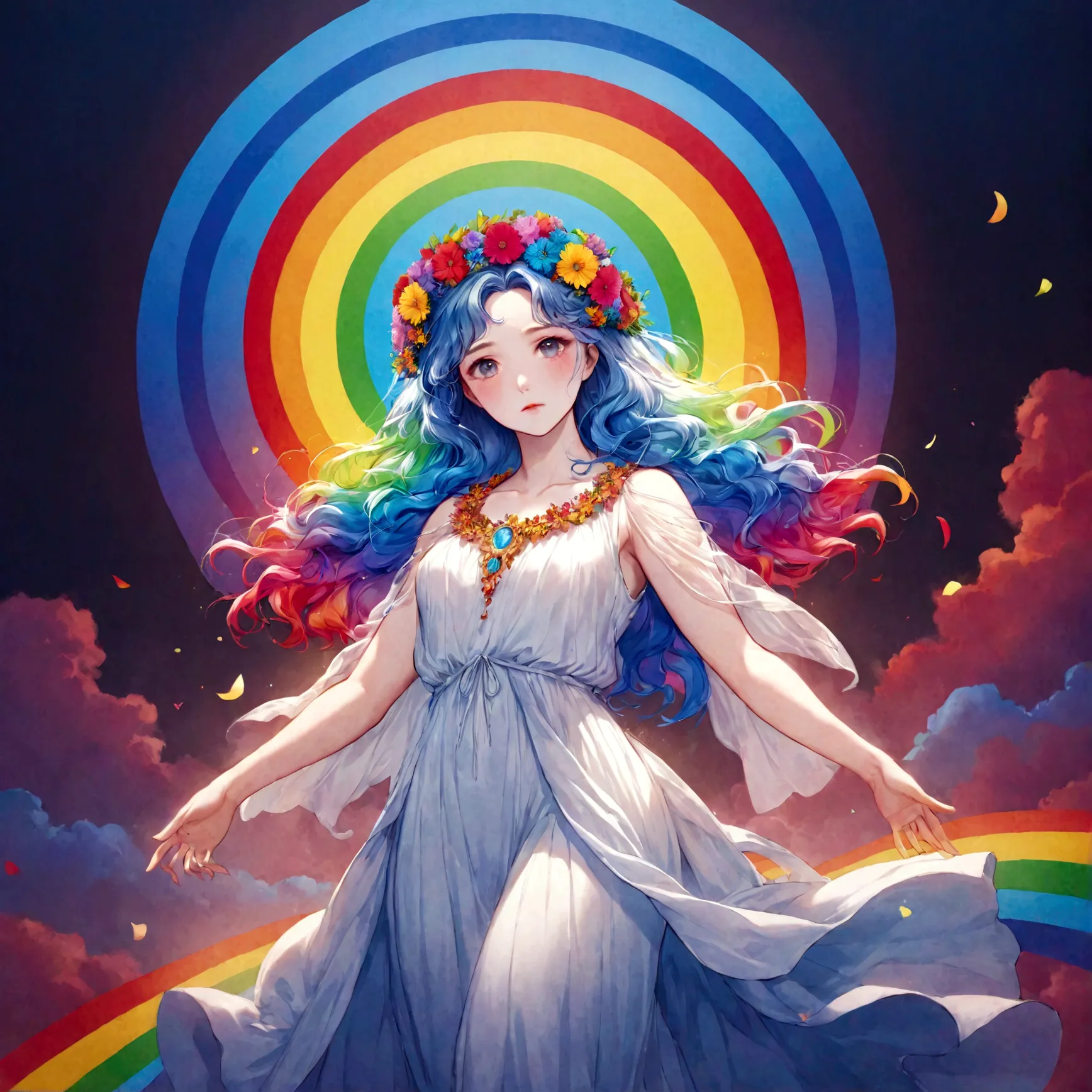 a rainbow version of goddess Persephone