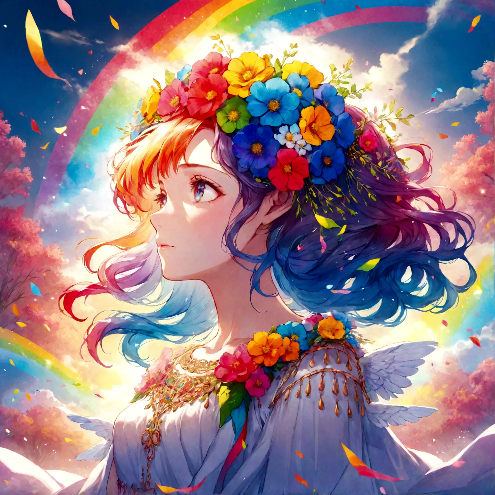 a rainbow version of goddess persephone